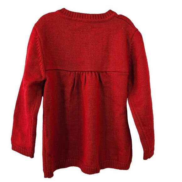 Elle Red Knit Baby Girl Dress 3-6Mo/61cm Wool Blend Long Sleeve Round Neck - Picture 3 of 7